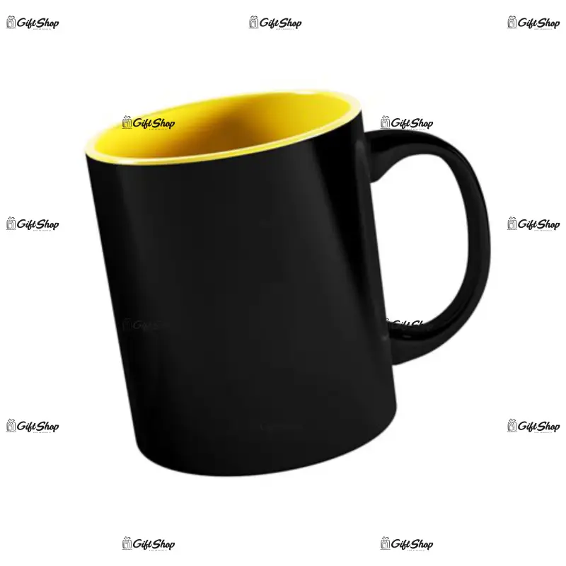 .interior galben, cana neagra termosensibila, din ceramica, personalizata